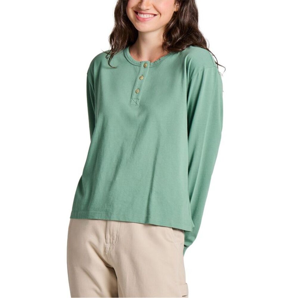 Life Is Good® Womens Long Sleeve Crusher Boxy Henley - Picture 1 of 3